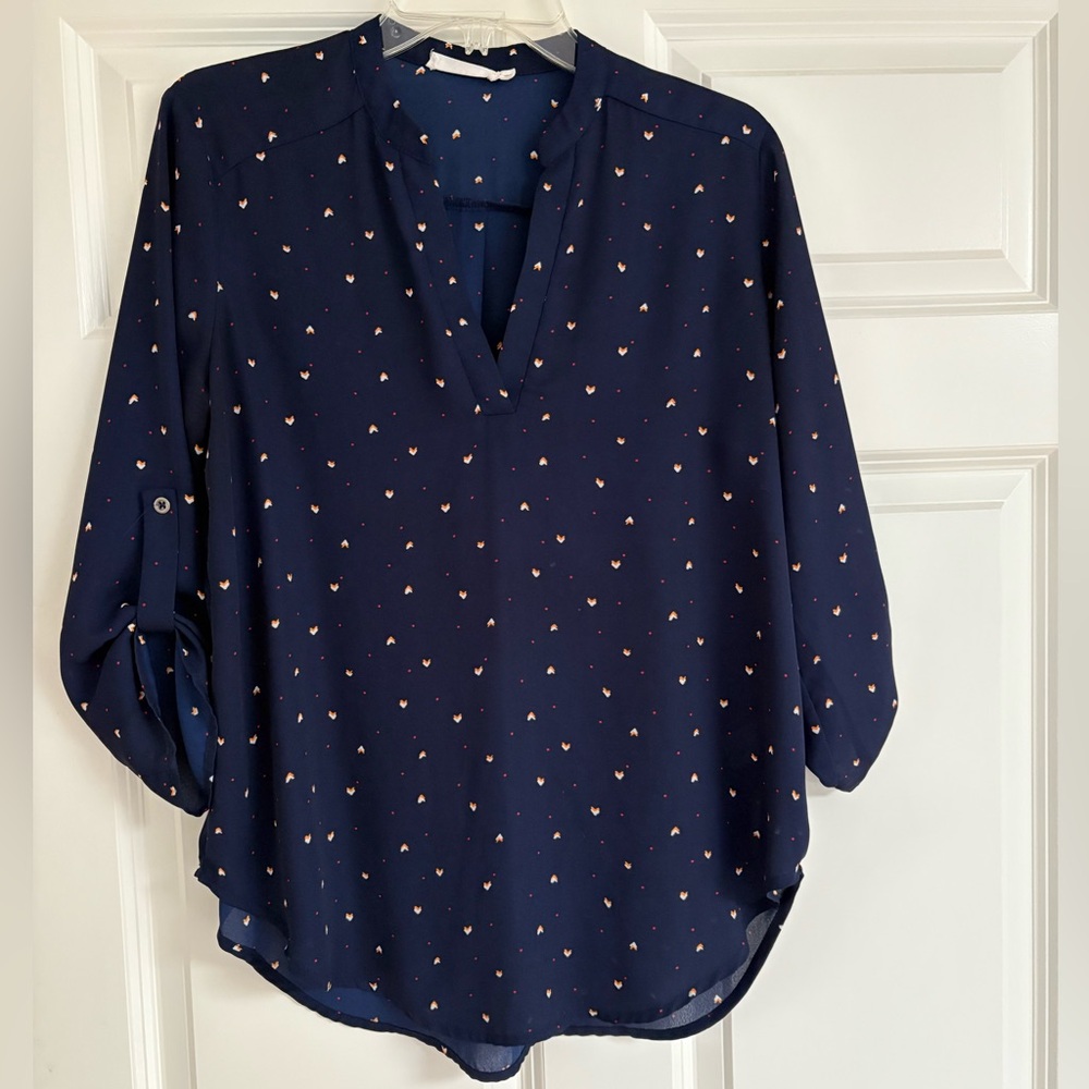 Lush Navy Blouse with Color Accents